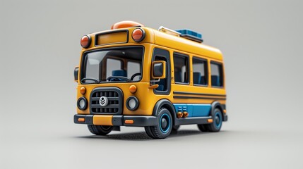 Obraz na płótnie Canvas mini bus cartoon 3d minimal background Generative AI