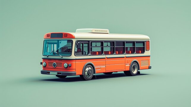 mini bus cartoon 3d minimal  background Generative AI