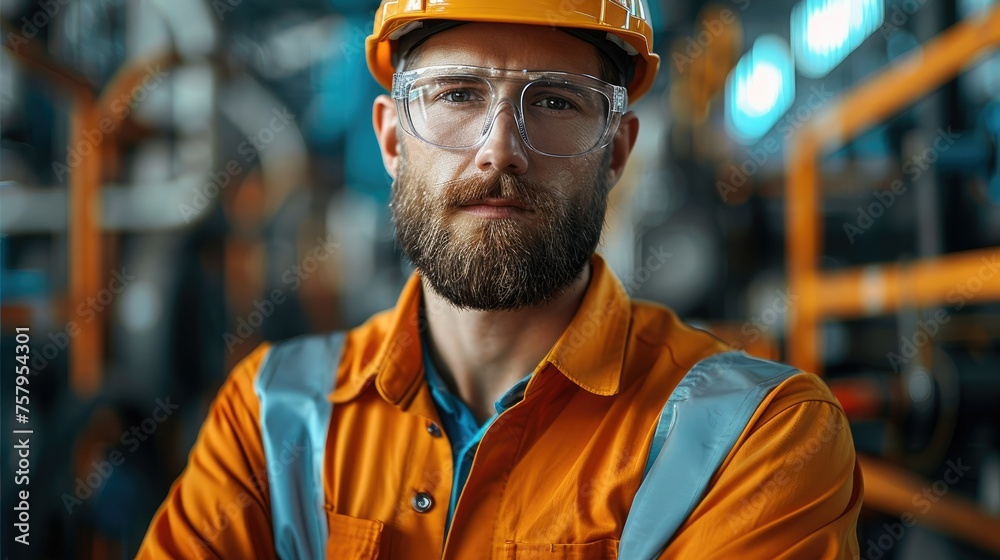 Fototapete Portrait of a Maintenance engineer using advanced technology to optimize factory operations. Generative AI.