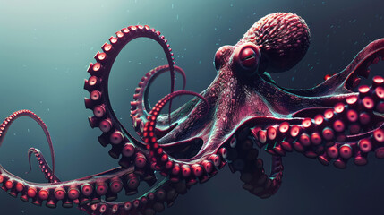 Octopus in its natural habitat on the seabed - obrazy, fototapety, plakaty