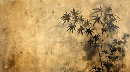 竹の描かれた日本画風背景