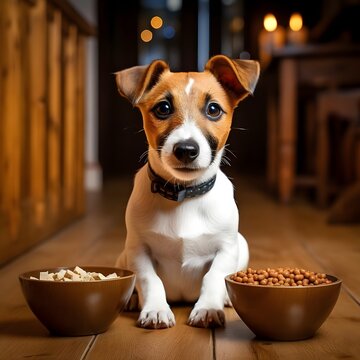 Unseen Moments: Adorable Jack Russell Terrier Enjoys Meal Time Generative AI
