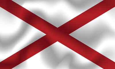 Flat Illustration of Alabama State flag. Alabama State flag design. Alabama wave flag.
