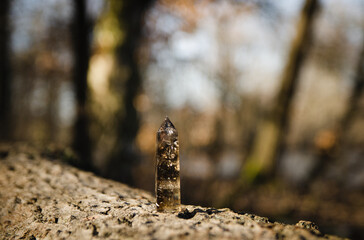 Mineral stone - Crystal obelisk in the nature