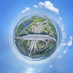 little planet image of city interchange overpass - 757957178