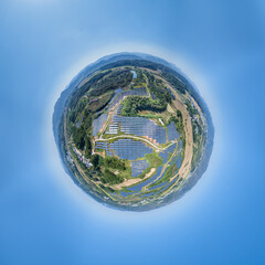 little planet image of solar panels on hillside - 757957335
