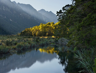 Mirror Lake, Fiordland Nationalpark, Southland, Südinsel, Neuseeland