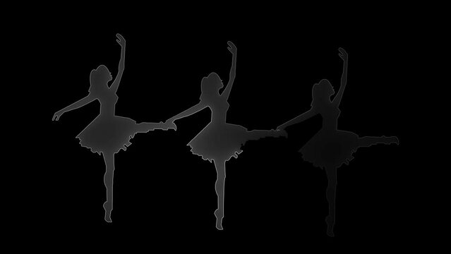 Young ballerina dancer in tutu showing her techniques, Beautiful female ballet dancer on a white background. Ballerina is wearing tutu and shoes, silhouette