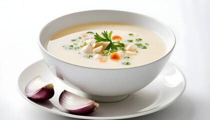 Garlic Soup on pure white background