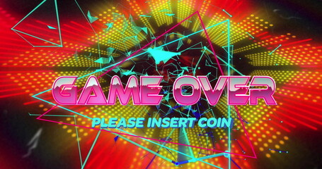 Image of game over text over digital tunnel