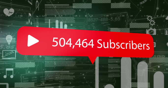 Image of subscribers text, icons and data processing