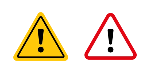 Tuinposter Warning attention sign. warn triangle hazard symbol. danger important alert icon. safety careful attention mark. error signal precaution pictogram. threat sign. © Gopal