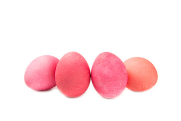Easter eggs isolated on a white background. Handmade colorful Easter eggs. Easter celebration concept.