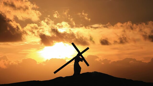 jesus carrying the cross, silhouette