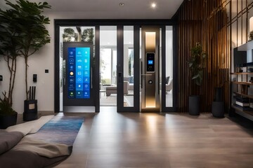 A smart house entrance door with IoT integration allows control of numerous gadgets with a touch.
