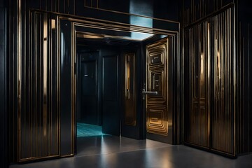 A sleek metallic door with a motion that opens automatically as you approach. 