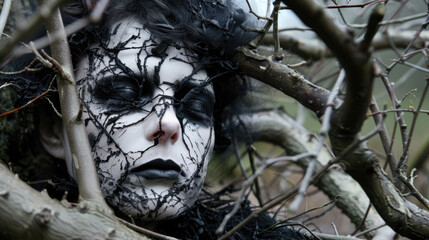 Professional makeup for dark fantasy style. Makeup for filming or cosplay party