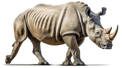 Rhino Isolated on white background - obrazy, fototapety, plakaty