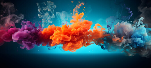 Powerful explosion with black smoke cloud, ai generative