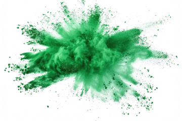 green color explosion isolated on white or transparent png