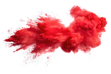 Fotobehang red color explosion isolated on white or transparent png © David Kreuzberg
