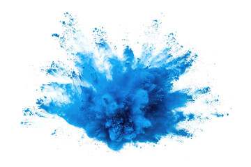 blue color explosion isolated on white or transparent png