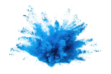 Poster blue color explosion isolated on white or transparent png © David Kreuzberg