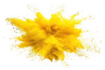 yellow color explosion isolated on white or transparent png