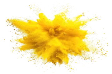 Küchenrückwand glas motiv yellow color explosion isolated on white or transparent png © David Kreuzberg