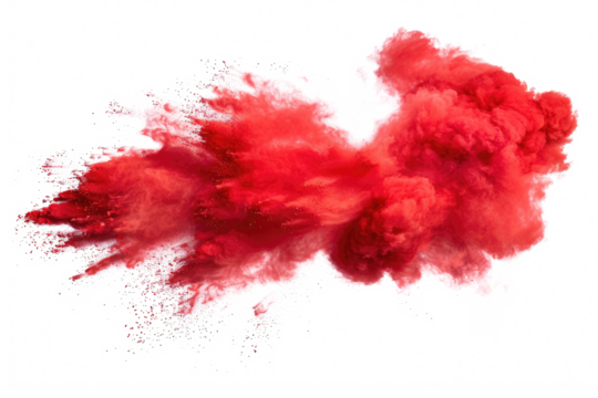 red color explosion isolated on white or transparent png