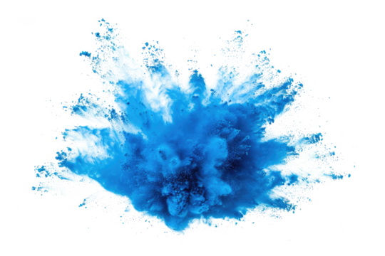 blue color explosion isolated on white or transparent png