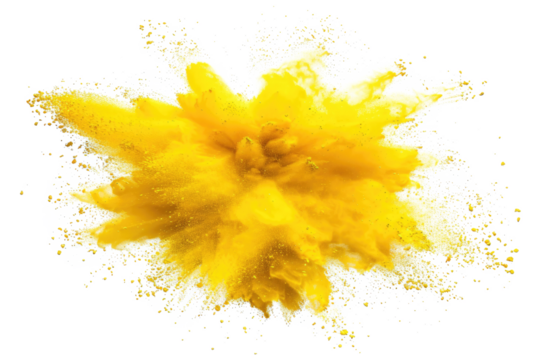 yellow color explosion isolated on white or transparent png