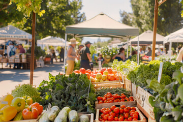 Summer Community Organic Vegetable Market. - obrazy, fototapety, plakaty