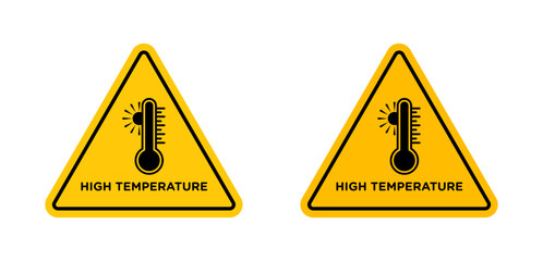 High Temperature Hazard Sign. Symbol for Overheating and Extreme Heat Conditions. Warning for Keeping Products Warm.