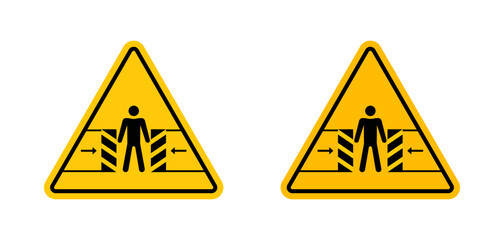 Crushing Risk Warning Sign. Symbol Indicating Danger of Being Squeezed or Pinched.
