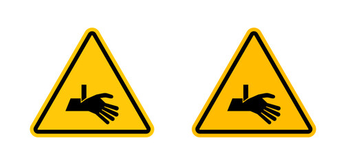 Cutting Hazard Sign. Warning for Risks of Hand Injuries from Blades.