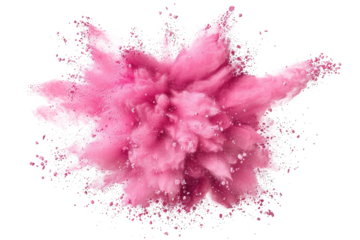 pink color pulver explosion isolated on white