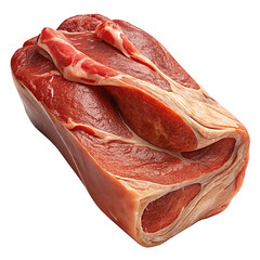 Isolated raw meat. Large piece of meat