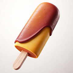 Isolated ice cream on a stick. Ice cream on a white background. 
