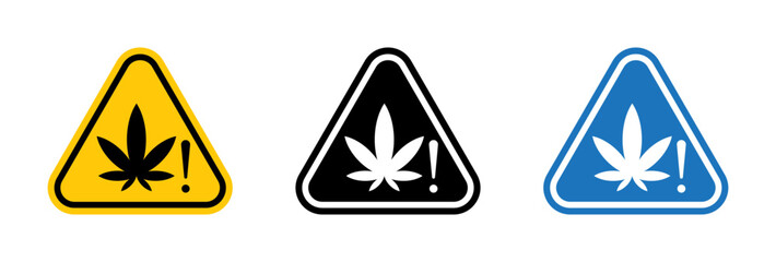 Cannabis Caution Label. THC and CBD Warning Sign in Californian Style.