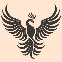 Obraz premium Black and White Phoenix Outline Silhouette Ornament Vector Art for Logo and Icon, Sketch, Tattoo, Clip Art