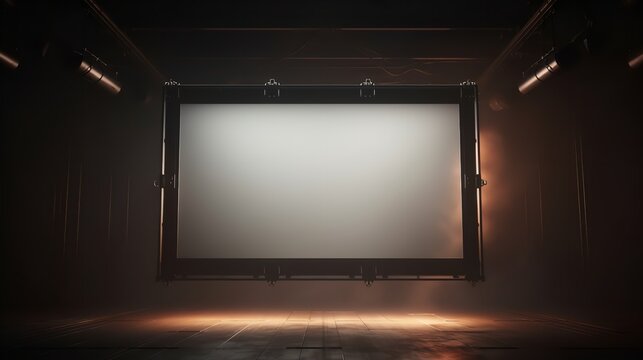 3D Rendering Illustration of an Hanging Projector Screen