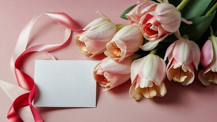 bouquet of tulips with blank card | bouquet of tulips with blank card
