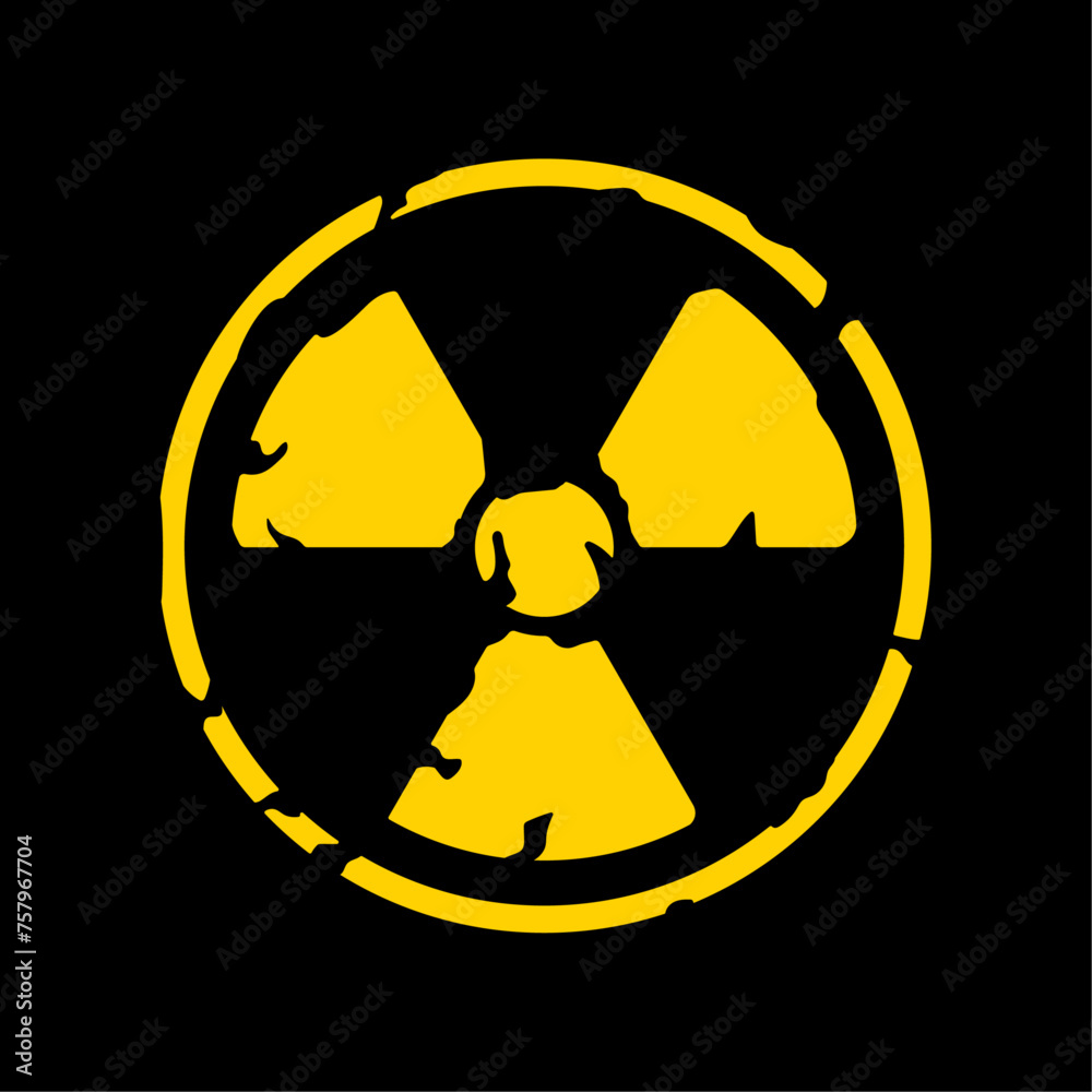 Wall mural vector icon with radioactive warning sign. round icon warning about the danger of pollution