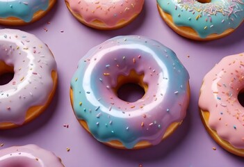 Sweeties donuts sobre mesa rosa - obrazy, fototapety, plakaty