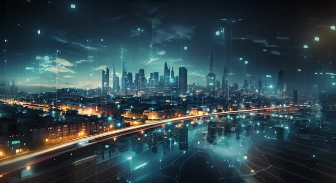 Conceptual image of a cityscape interconnected with high-speed internet, symbolizing communication