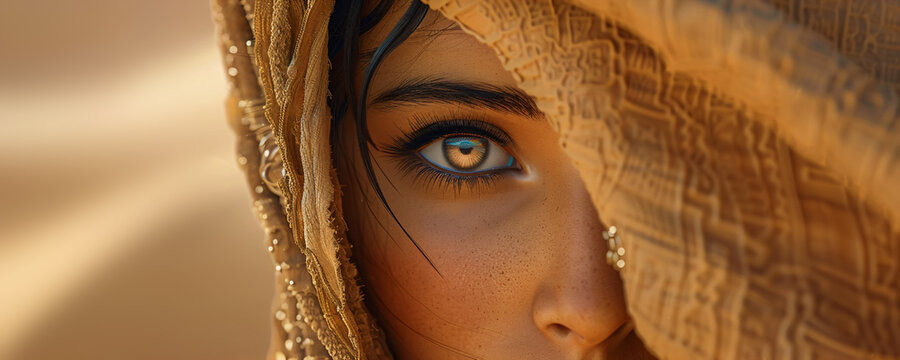young female nomad in the desert