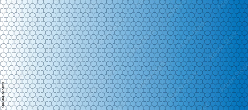 Wall mural abstract blue vector banner with hexagon grid. seamless pattern background
