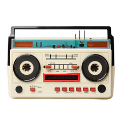 Retro portable cassette player on white or transparent background