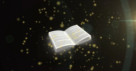 Image of yellow glowing spots over open book